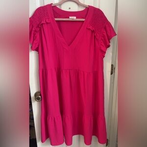 Women's Pink Ruffle sleeve dress